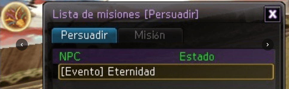 Botón Lista de Misiones