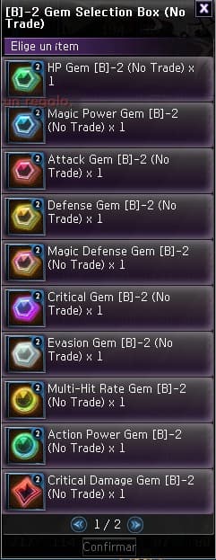 Contenido de B-2 Gem Selection Box