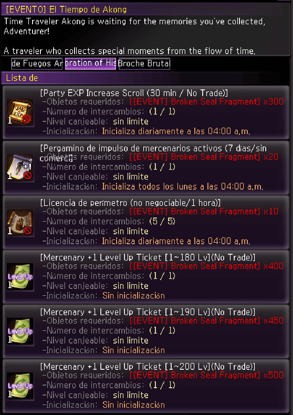 Catálogo NPC — Tickets y licencias (1/5)