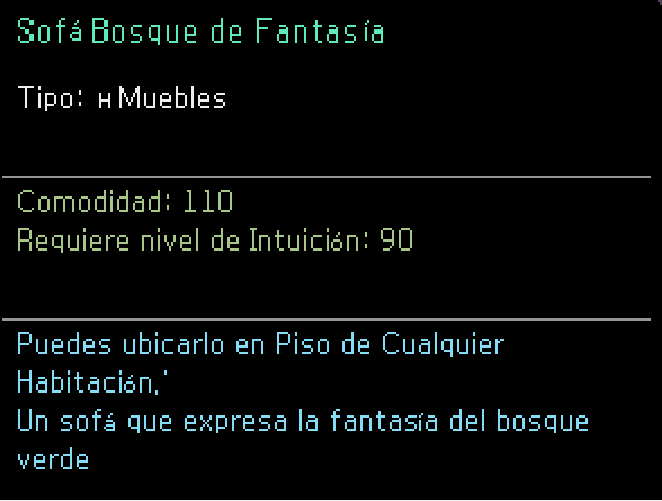 Sofá Bosque de Fantasía — 110 de comodidad, requiere nivel 90 de Mirada