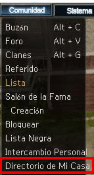 Menú Comunidad — Directorio de Mi Casa