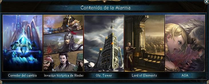 Contenido de la Alarma — seleccionar Lord of Elements